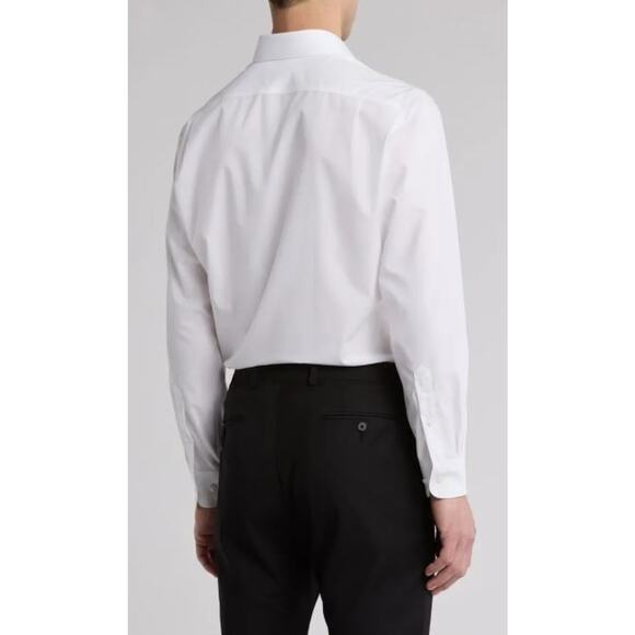 Nordstrom Traditional Fit NonIron Solid Stretch Dress Shirt White 18.5 34-35 $80 - Picture 3 of 6